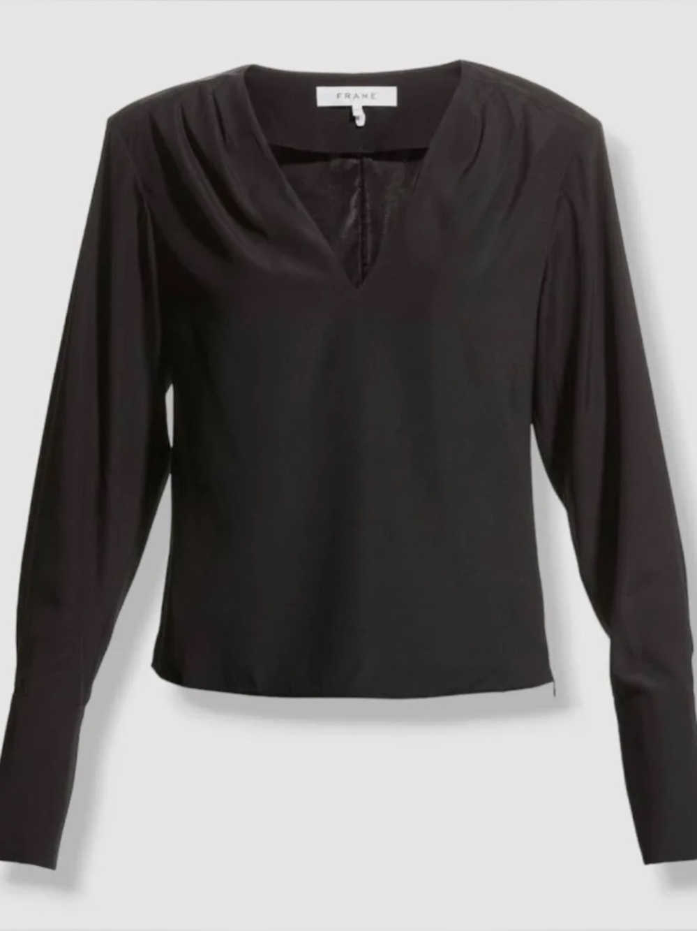 Women’s a FRAME pleated V-neck Long-Sleeve Silk Blouse size XS